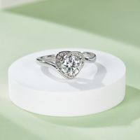 Elegant Classic Style Heart Shape Sterling Silver Gra Plating Inlay Moissanite White Gold Plated Rings main image 6