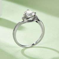 Elegant Classic Style Heart Shape Sterling Silver Gra Plating Inlay Moissanite White Gold Plated Rings main image 7