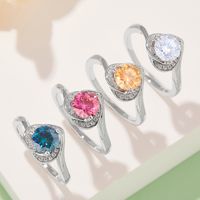 Elegant Classic Style Heart Shape Sterling Silver Gra Plating Inlay Moissanite White Gold Plated Rings main image 1