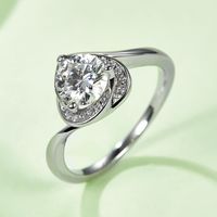 Elegant Classic Style Heart Shape Sterling Silver Gra Plating Inlay Moissanite White Gold Plated Rings main image 8