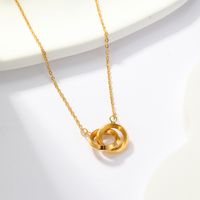 201 Stainless Steel 18K Gold Plated Modern Style Simple Style Solid Color Plating Circle Pendant Necklace main image 3