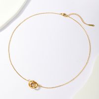 201 Stainless Steel 18K Gold Plated Modern Style Simple Style Solid Color Plating Circle Pendant Necklace main image 4