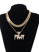 Gothic Hip-hop Punk Letter Zinc Alloy Plating Three-dimensional Inlay Rhinestones 18k Gold Plated Men's Pendant Necklace main image 4