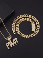Gothic Hip-hop Punk Letter Zinc Alloy Plating Three-dimensional Inlay Rhinestones 18k Gold Plated Men's Pendant Necklace main image 2