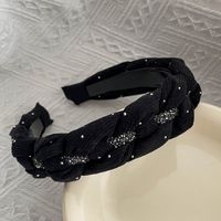 Ig Style Sweet Solid Color Flower Cloth Inlay Rhinestones Pearl Hair Band sku image 107