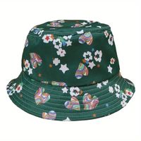 Unisex Casual Modern Style Simple Style Heart Shape Flower Printing Curved Eaves Bucket Hat sku image 1
