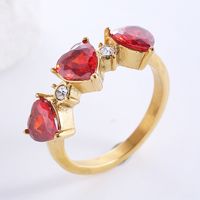 Romantic Classic Style Heart Shape Stainless Steel Plating Inlay Zircon 18k Gold Plated Rose Gold Plated Rings sku image 13