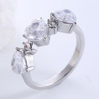 Romantic Classic Style Heart Shape Stainless Steel Plating Inlay Zircon 18k Gold Plated Rose Gold Plated Rings sku image 1