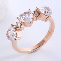 Romantic Classic Style Heart Shape Stainless Steel Plating Inlay Zircon 18k Gold Plated Rose Gold Plated Rings sku image 17