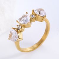 Romantic Classic Style Heart Shape Stainless Steel Plating Inlay Zircon 18k Gold Plated Rose Gold Plated Rings sku image 9