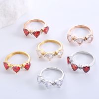 Romántico Estilo Clásico Forma De Corazón Acero Inoxidable Enchapado Embutido Circón Chapado En Oro De 18 Quilates. Oro De Rose Plateado Anillos main image 8