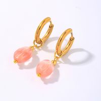1 Pair IG Style Vintage Style Oval Plating 304 Stainless Steel Natural Stone Ear Clip main image 7