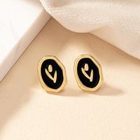 Wholesale Jewelry Vintage Style Geometric Color Block Alloy Plating Ear Studs main image 4