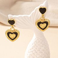 1 Pair Vintage Style Heart Shape Plating Alloy Ear Studs main image 4