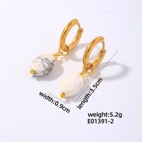 1 Pair IG Style Vintage Style Oval Plating 304 Stainless Steel Natural Stone Ear Clip sku image 2