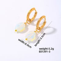 1 Pair IG Style Vintage Style Oval Plating 304 Stainless Steel Natural Stone Ear Clip sku image 3