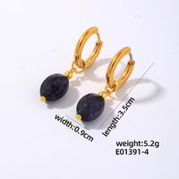 1 Pair IG Style Vintage Style Oval Plating 304 Stainless Steel Natural Stone Ear Clip sku image 4