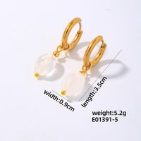 1 Pair IG Style Vintage Style Oval Plating 304 Stainless Steel Natural Stone Ear Clip sku image 5