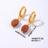 1 Pair IG Style Vintage Style Oval Plating 304 Stainless Steel Natural Stone Ear Clip sku image 7