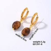 1 Pair IG Style Vintage Style Oval Plating 304 Stainless Steel Natural Stone Ear Clip sku image 8
