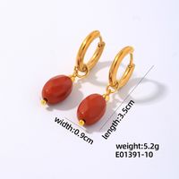 1 Pair IG Style Vintage Style Oval Plating 304 Stainless Steel Natural Stone Ear Clip sku image 10