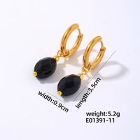 1 Pair IG Style Vintage Style Oval Plating 304 Stainless Steel Natural Stone Ear Clip sku image 11