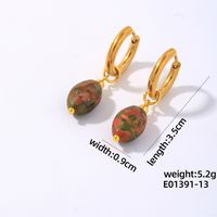 1 Pair IG Style Vintage Style Oval Plating 304 Stainless Steel Natural Stone Ear Clip sku image 13