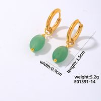 1 Pair IG Style Vintage Style Oval Plating 304 Stainless Steel Natural Stone Ear Clip sku image 14