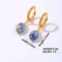 1 Pair IG Style Vintage Style Oval Plating 304 Stainless Steel Natural Stone Ear Clip sku image 15