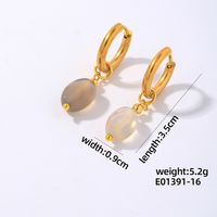 1 Pair IG Style Vintage Style Oval Plating 304 Stainless Steel Natural Stone Ear Clip sku image 16