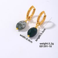 1 Pair IG Style Vintage Style Oval Plating 304 Stainless Steel Natural Stone Ear Clip sku image 18
