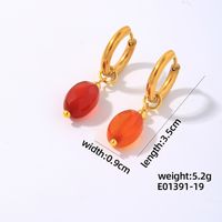1 Pair IG Style Vintage Style Oval Plating 304 Stainless Steel Natural Stone Ear Clip sku image 19