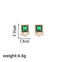 1 Pair Elegant Luxurious Square Copper Artificial Crystal Freshwater Pearl 18k Gold Plated Drop Earrings sku image 1