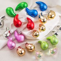 1 Pair Ig Style Simple Style Water Droplets Spray Paint Stainless Steel Arylic Ear Studs main image 1