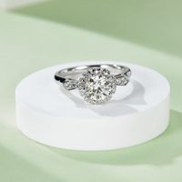 Elegant Classic Style Round Sterling Silver Gra Plating Inlay Moissanite White Gold Plated Rings main image 3