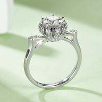 Elegant Classic Style Round Sterling Silver Gra Plating Inlay Moissanite White Gold Plated Rings main image 4