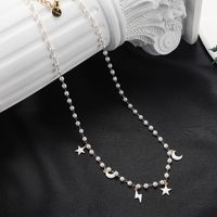 Fairy Style Sweet Pentagram Star Moon Stainless Steel Pendant Necklace main image 1