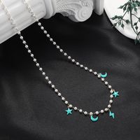 Fairy Style Sweet Pentagram Star Moon Stainless Steel Pendant Necklace sku image 3