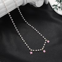 Fairy Style Sweet Pentagram Star Moon Stainless Steel Pendant Necklace sku image 1