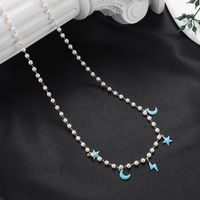 Fairy Style Sweet Pentagram Star Moon Stainless Steel Pendant Necklace main image 5