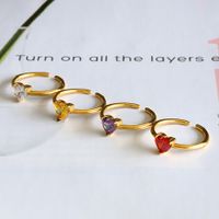 Glam Lady Heart Shape Stainless Steel Plating Inlay Zircon 18k Gold Plated Open Rings main image 7