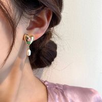 1 Pair Simple Style Leaf Heart Shape Flower Inlay Copper Zircon Drop Earrings main image 1