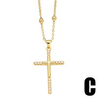 Einfacher Stil Kreuzen Kupfer Überzug Inlay Zirkon 18 Karat Vergoldet Halskette Mit Anhänger main image 2