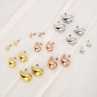 1 Pair Modern Style Water Droplets Plating Stainless Steel 18K Gold Plated Ear Studs main image 1