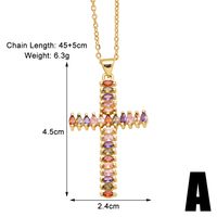 Simple Style Cross Copper Plating Inlay Zircon 18k Gold Plated Pendant Necklace sku image 4