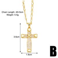 Einfacher Stil Kreuzen Kupfer Überzug Inlay Zirkon 18 Karat Vergoldet Halskette Mit Anhänger sku image 1