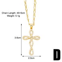 Einfacher Stil Kreuzen Kupfer Überzug Inlay Zirkon 18 Karat Vergoldet Halskette Mit Anhänger sku image 3