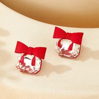 1 Pair Cute Sweet Bow Knot Plating Inlay Copper Crystal Silver Plated Ear Studs main image 1