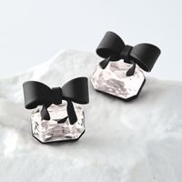 1 Pair Cute Sweet Bow Knot Plating Inlay Copper Crystal Silver Plated Ear Studs main image 4
