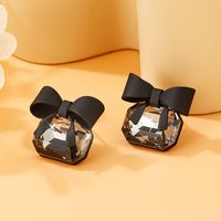 1 Pair Cute Sweet Bow Knot Plating Inlay Copper Crystal Silver Plated Ear Studs main image 3